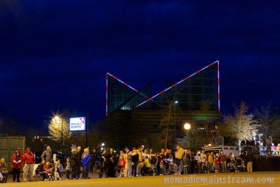 In honor the celebration, the Aquarium displayed candy-cane-stripped lights