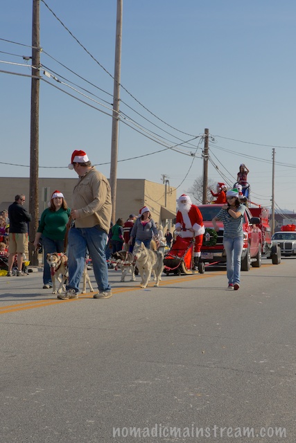 A more practical santa uses sled dogs instead of reindeer