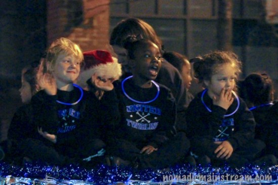 Grainy close up of some of the girls on the tiny tots twirlers float I mentioned yesterday.