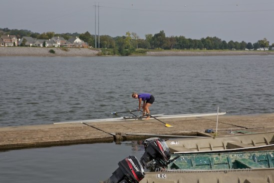 Getting onto the water not quite gracefully