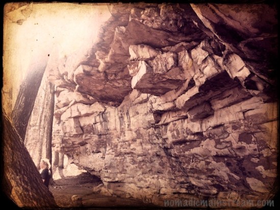 Side wall of Indian Rock House shot with the color verison of tintype in Hipstamatic