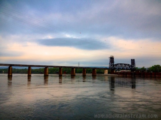 The train crossing in morning light