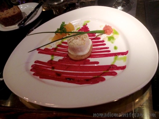 Food art at a nice restaurant on the road--a far cry from the sushi