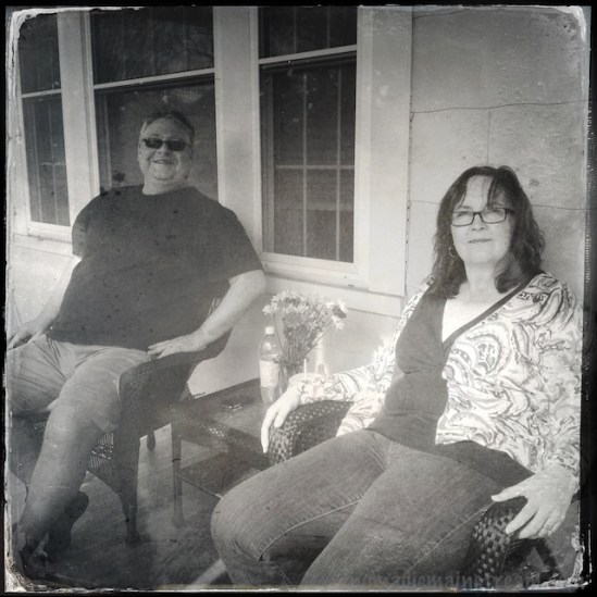 Gill and Gina looking strangely contemporary in this tintype-effect Hipstamatic shot