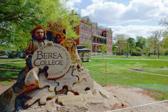 Sand sculpture in lawn of the dorm