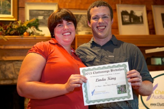 Certificates were also given to "judge" participants who weren't eligible for prizes--Linda identified 123 birds during the event
