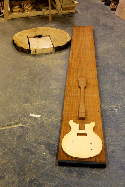 A very special custom guitar project incorporating wood from a very special tree
