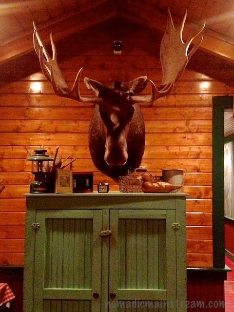 A moose head decorates the entry area