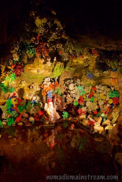 A cave completely lined in colored corals