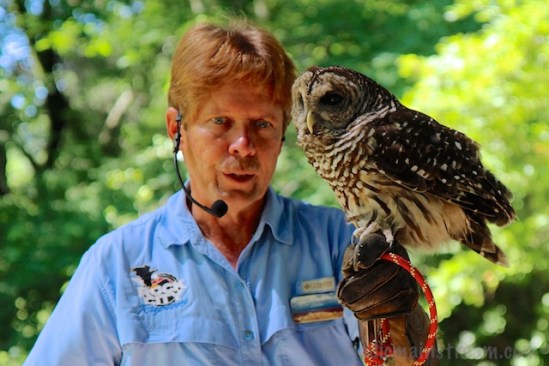 John with Artie, the Barred Owl