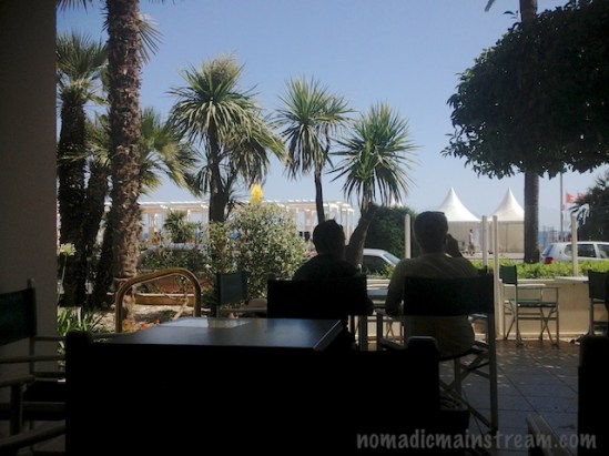Almost a view of the beach from a cafe in the afternoon