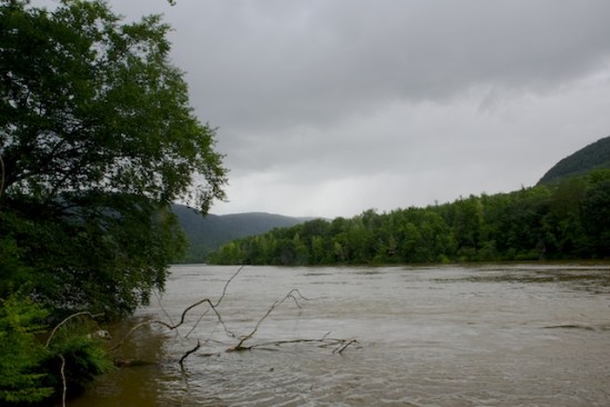 The height of the river testifies to the amount of rain we've had